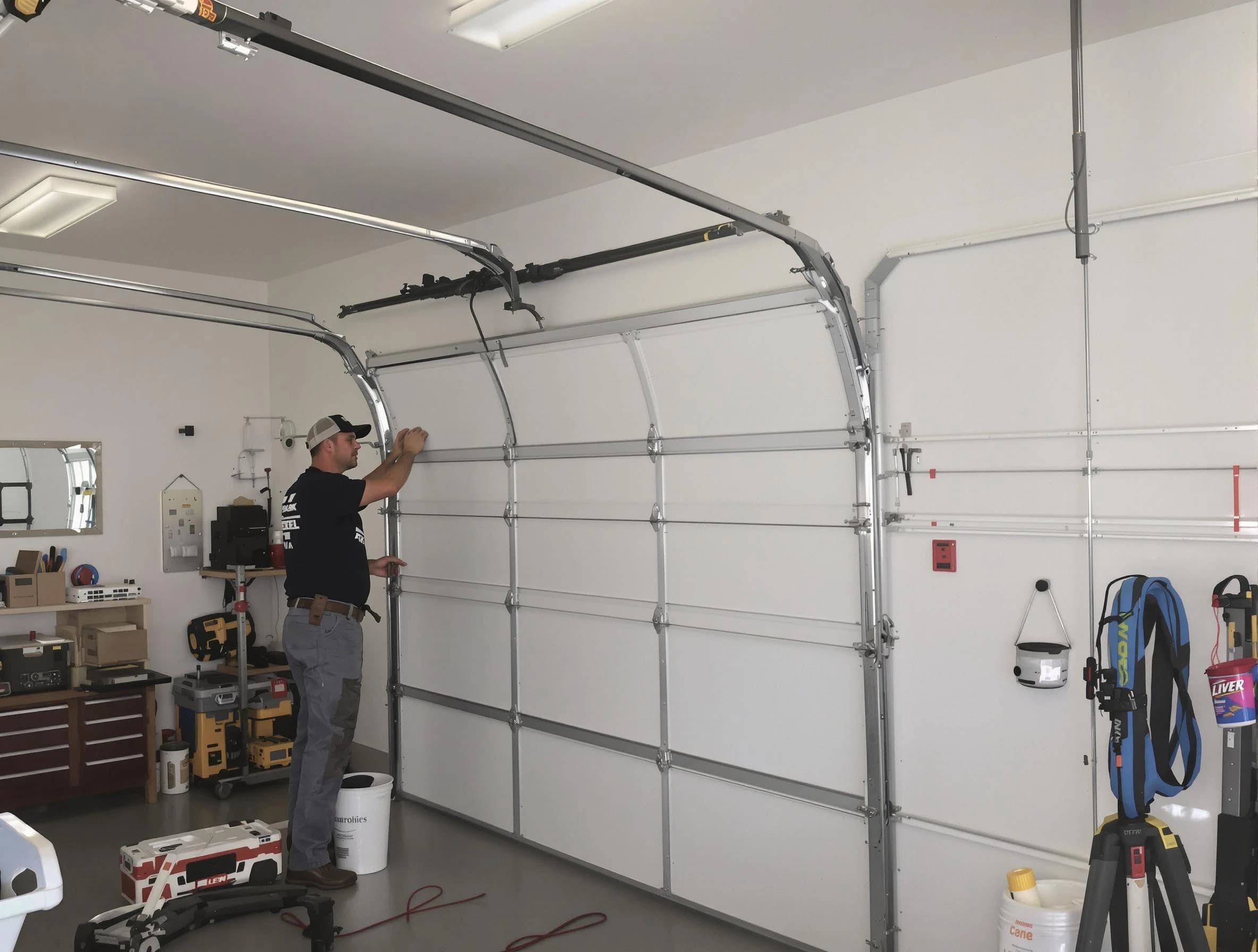 Meridian Garage Door Repair team installing new garage door in Meridian