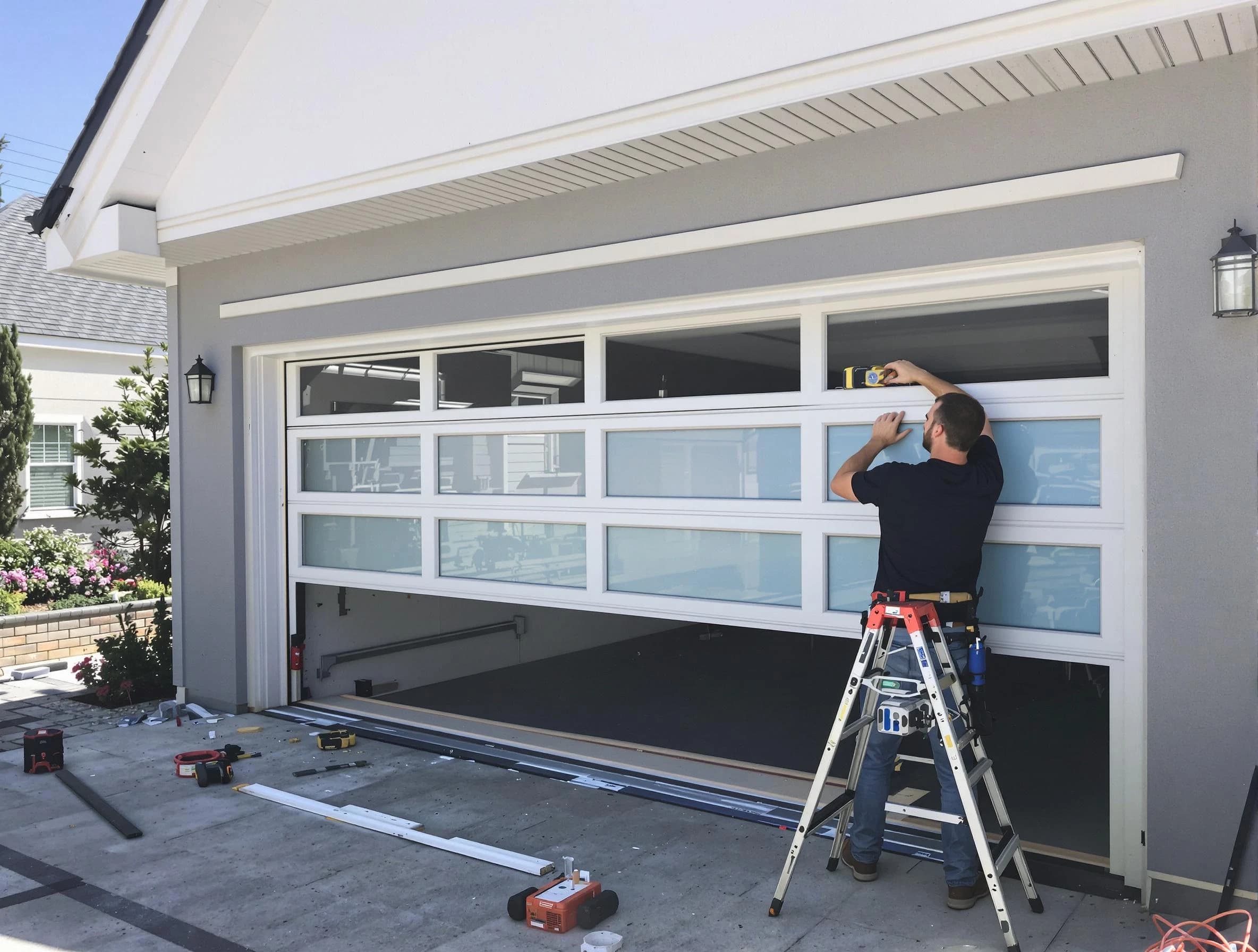 Meridian Garage Door Repair team performing garage door replacement in Meridian