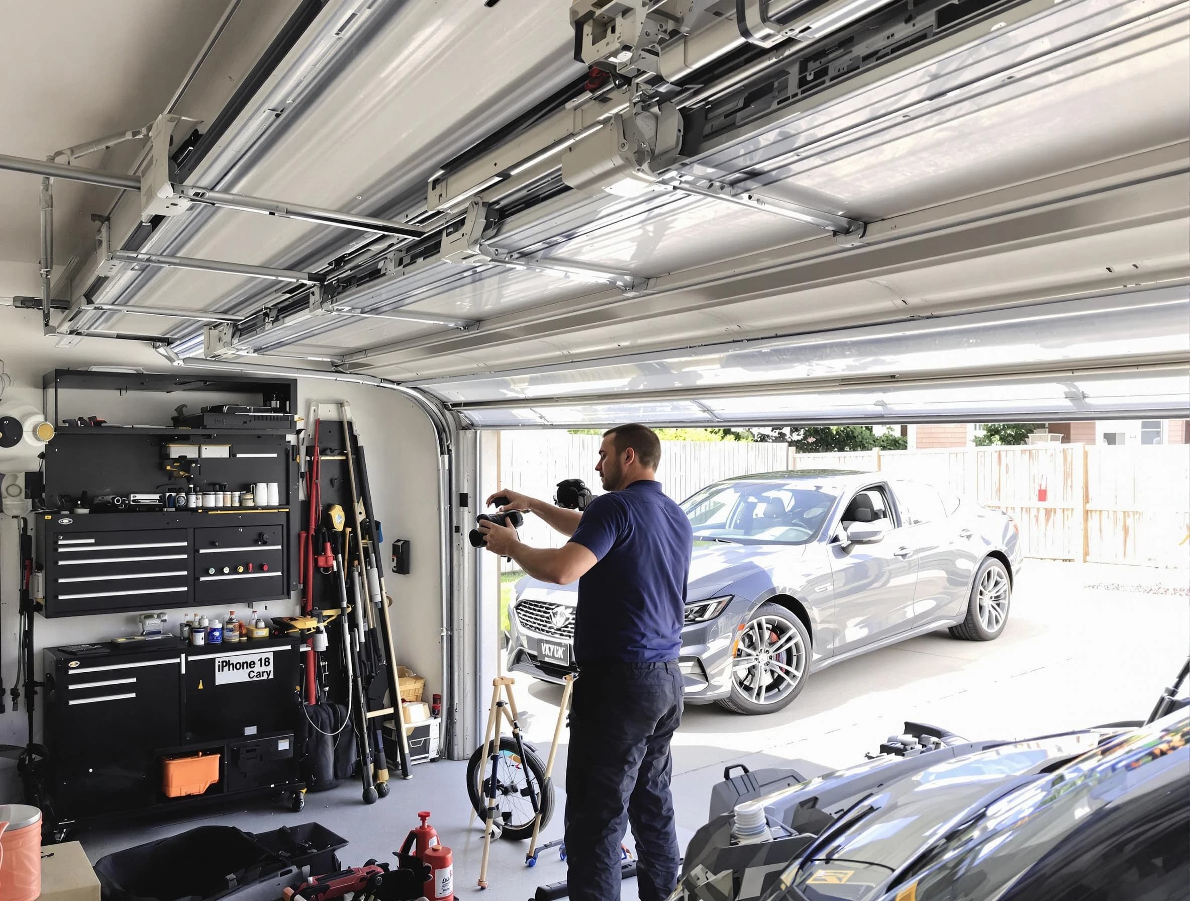 Meridian Garage Door Repair technician fixing noisy garage door in Meridian