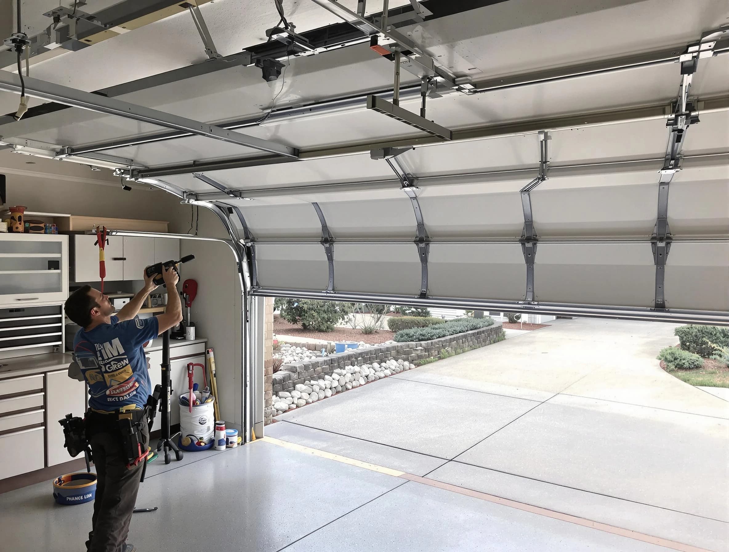 Garage door track repair service by Meridian Garage Door Repair in Meridian