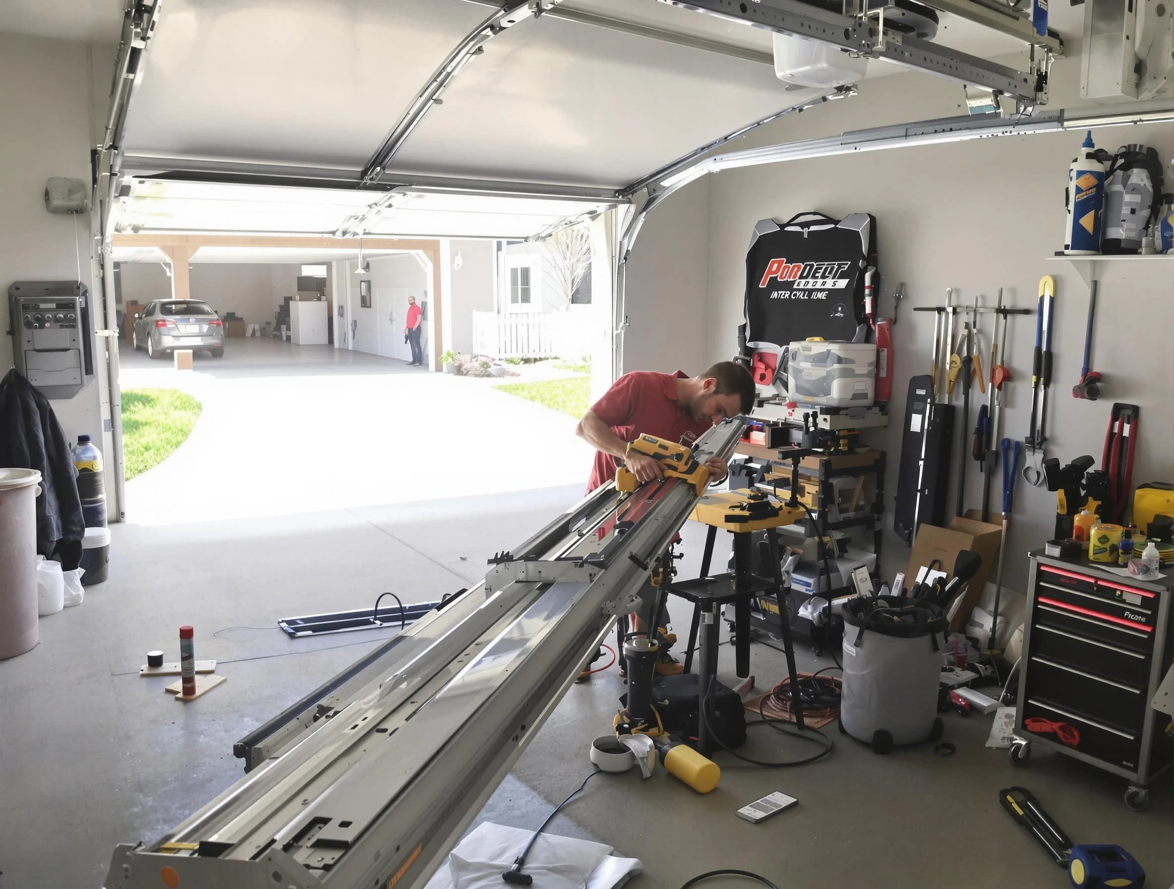 Meridian Garage Door Repair expert performing track repair in Meridian