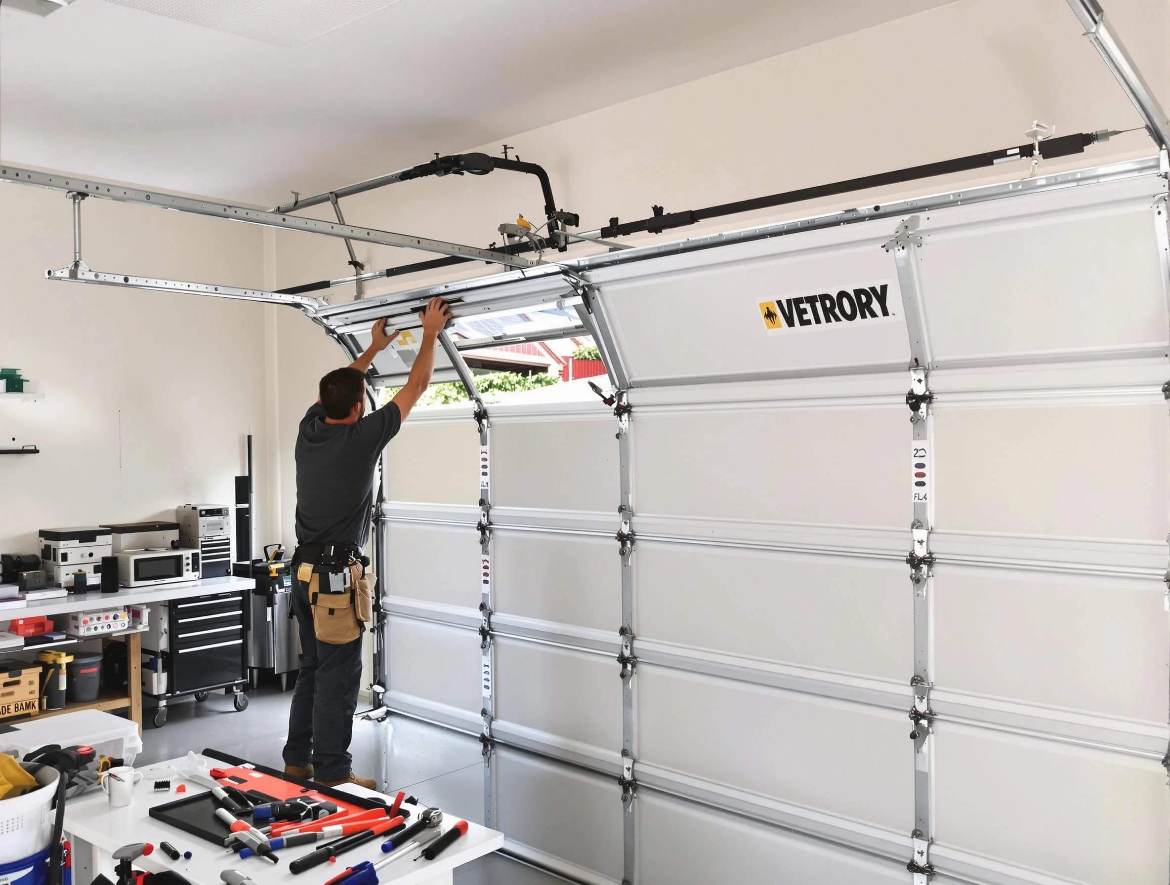 Meridian Garage Door Repair technician performing section replacement in Meridian