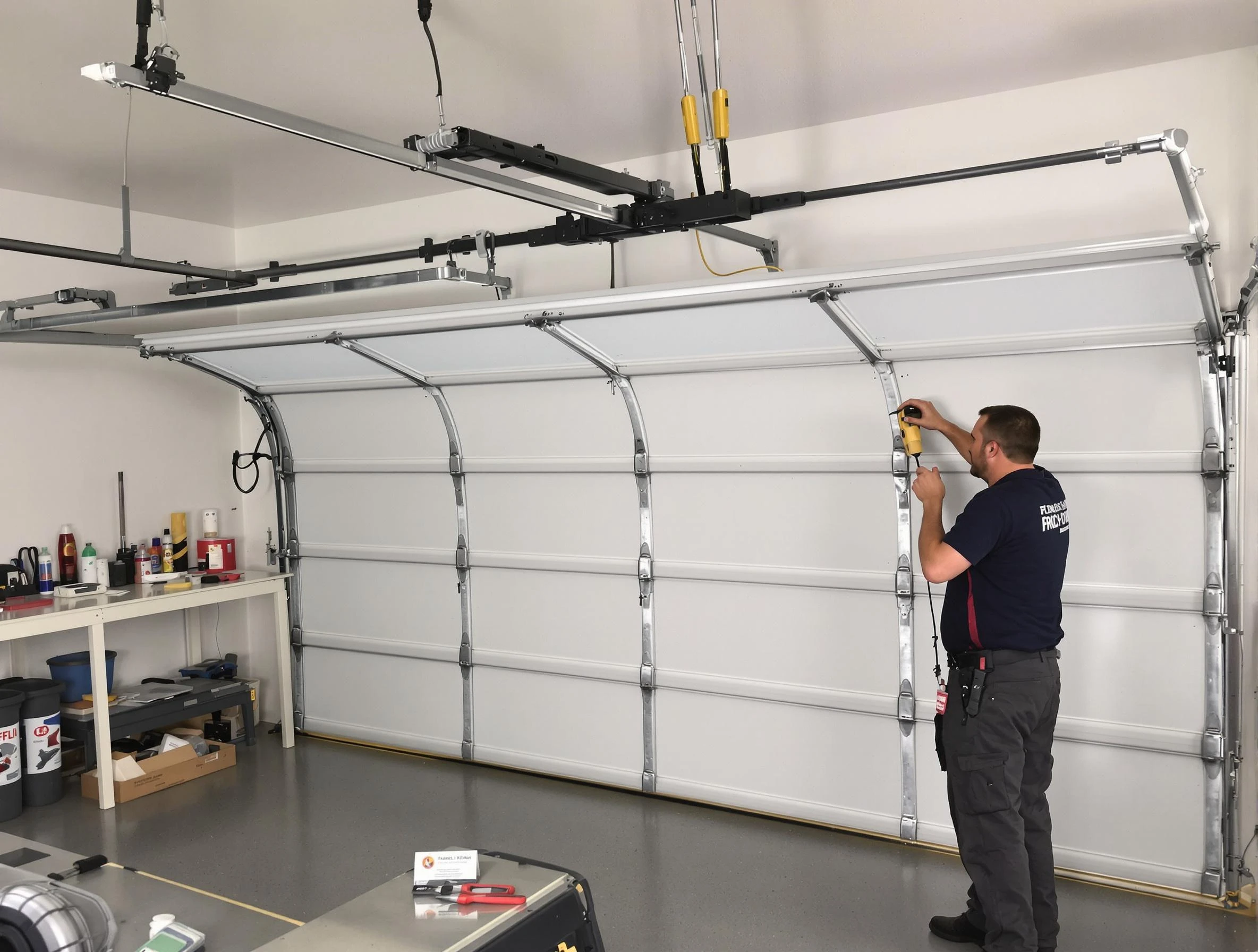 Meridian Garage Door Repair certified technician performing overhead door system repair in Meridian