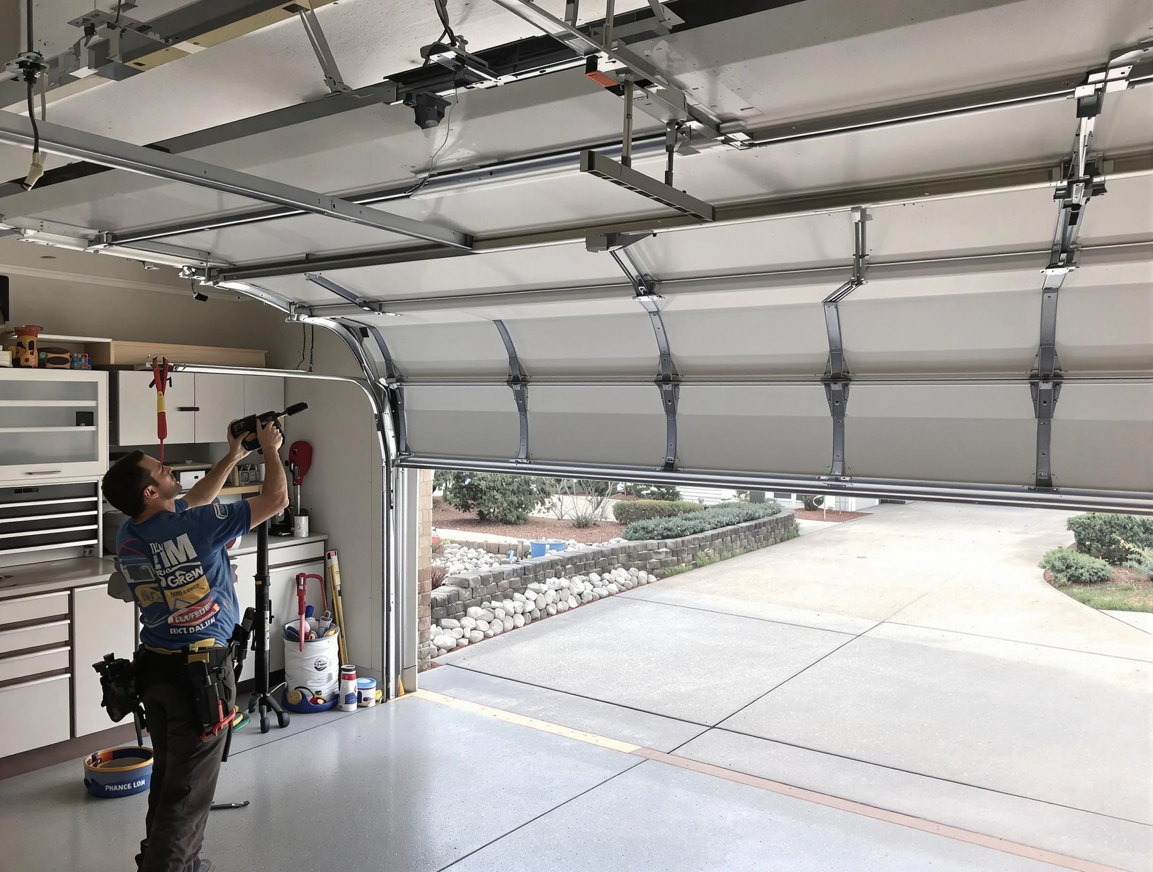 Garage door track repair service by Meridian Garage Door Repair in Meridian